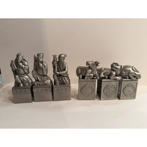 Tumasek Solid Pewter – Eight Immortals & Auspicious Animals (Set of 6)